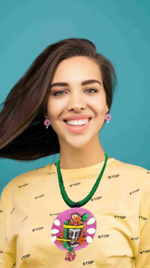 Shri Krishna Terracotta Pink Set